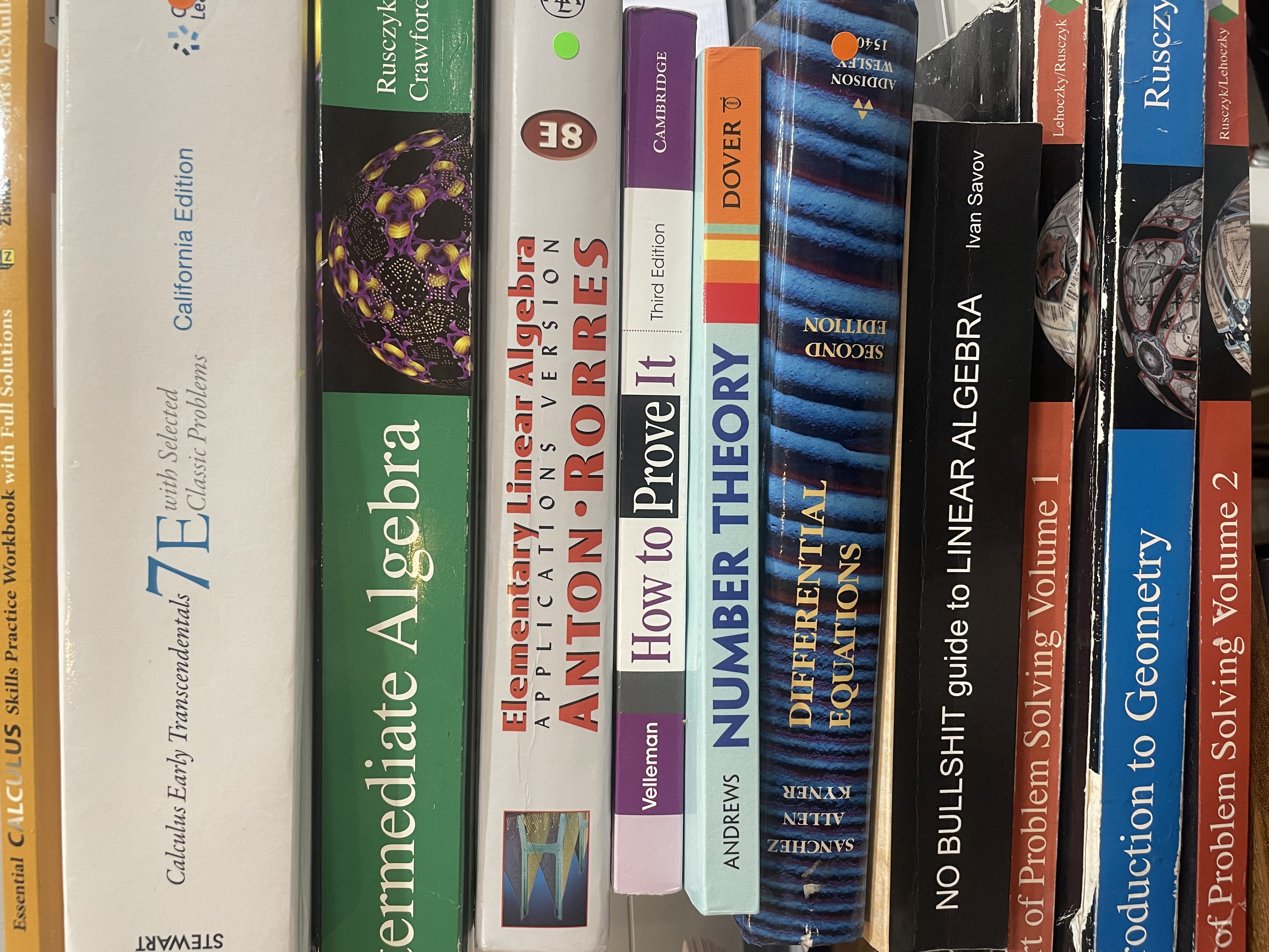kimberly's mound of math textbooks
